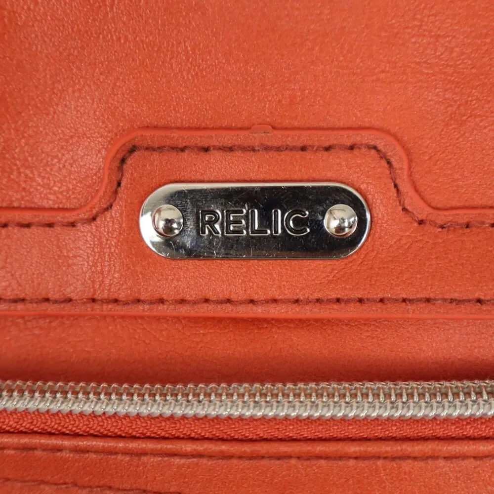 Relic Orange Pebble Faux Leather Crossbody Shoulder Bag Adjustable Strap Zip Top